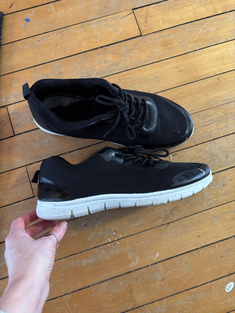 Alpine Swiss Men's Black Athletic Sneakers with White Sole